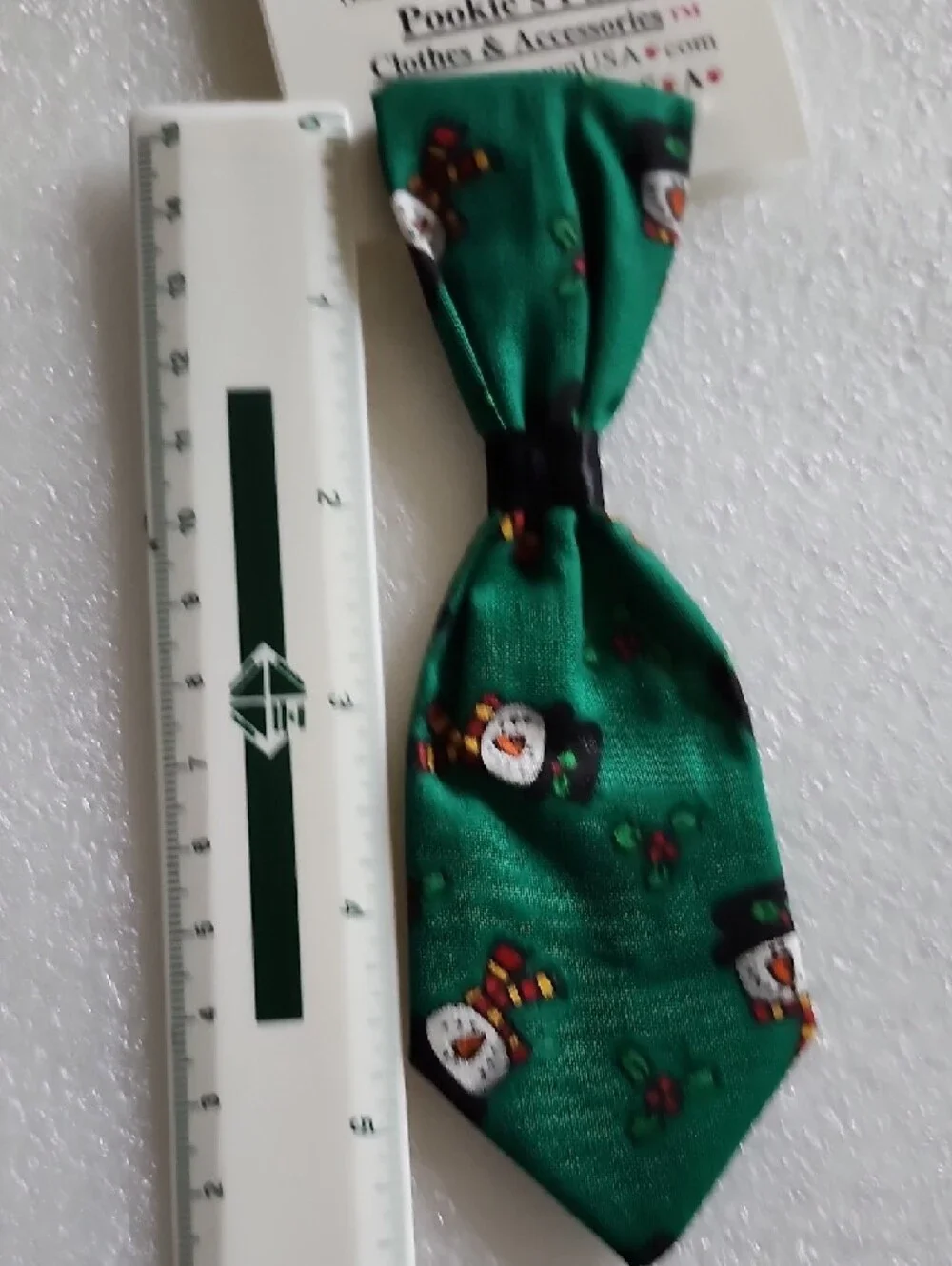 Pookie's Party Green Snowman Slip-Over Dog Tie